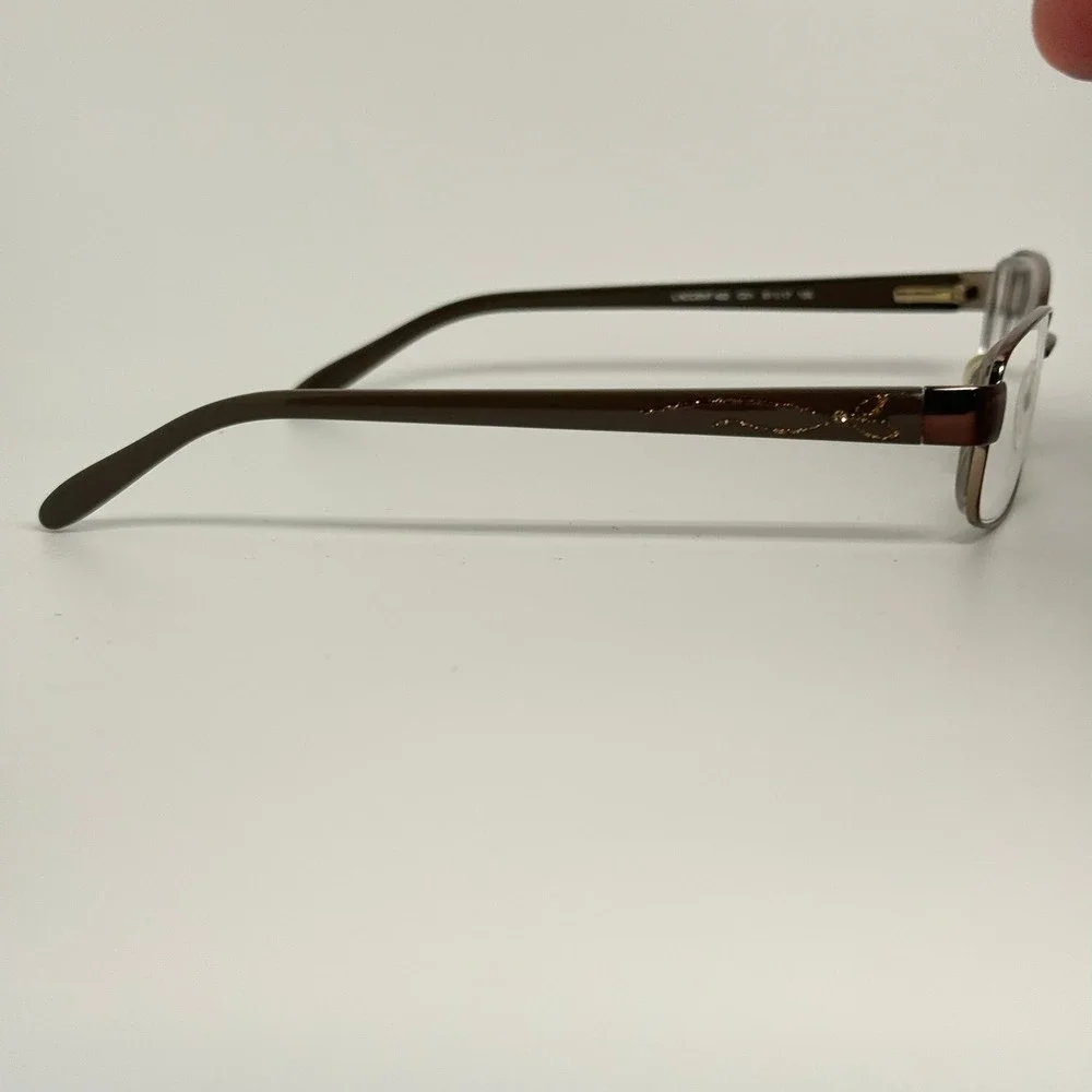 L'Amy L'Accent 422 Brown Metal Rectangular Eyeglass Frames France 51-17-135 C01